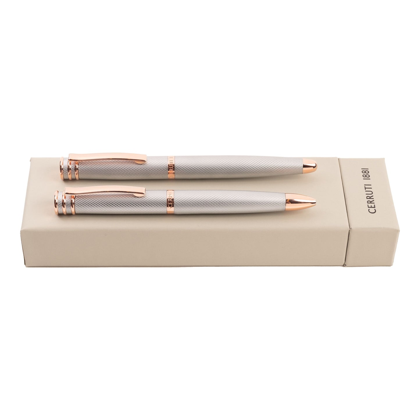 Cerruti 1881 set austin diamond chrome (balpen & rollerpennen)