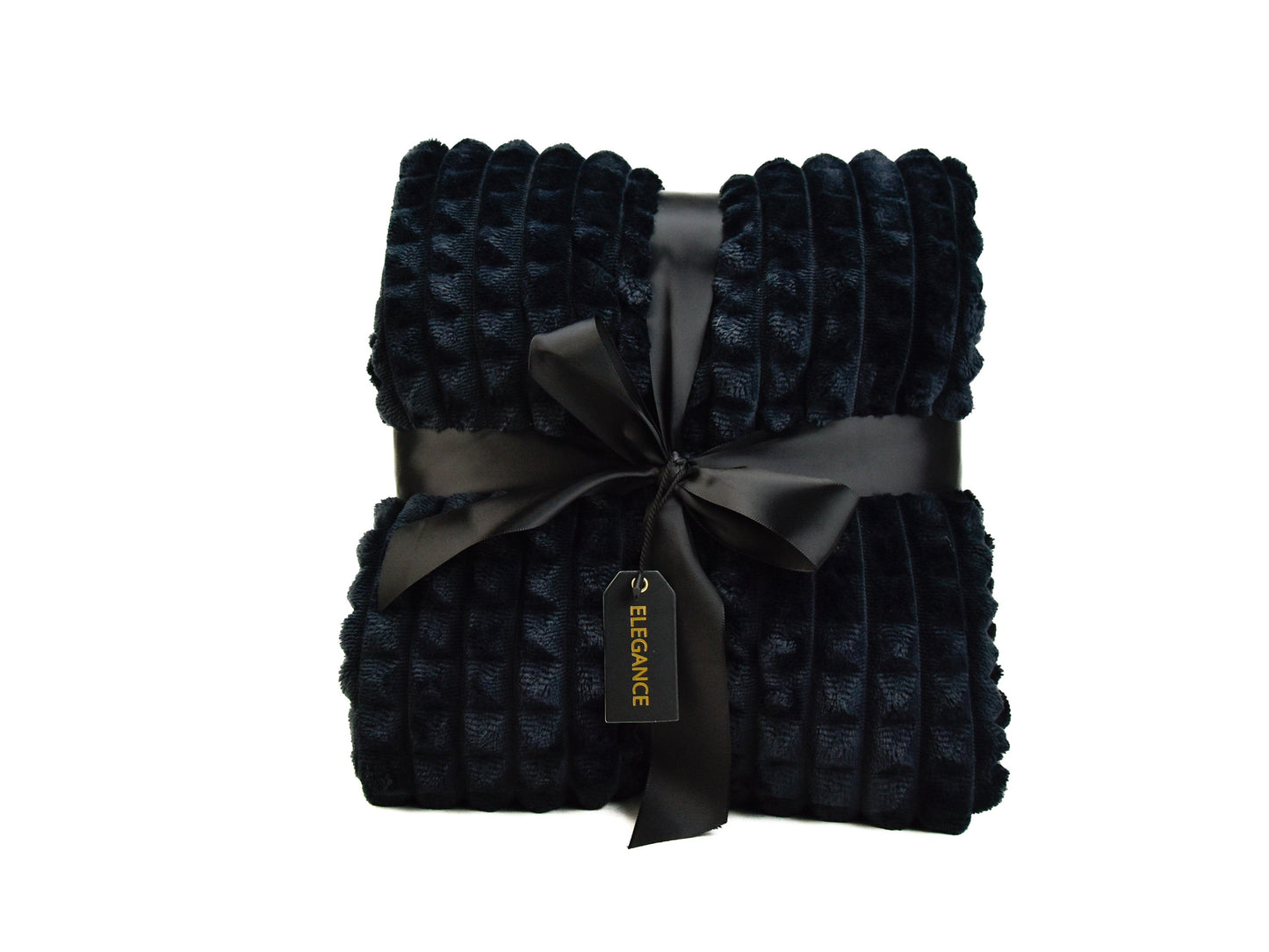 Plaid zwart verpakt met strik 170 x 130 cm