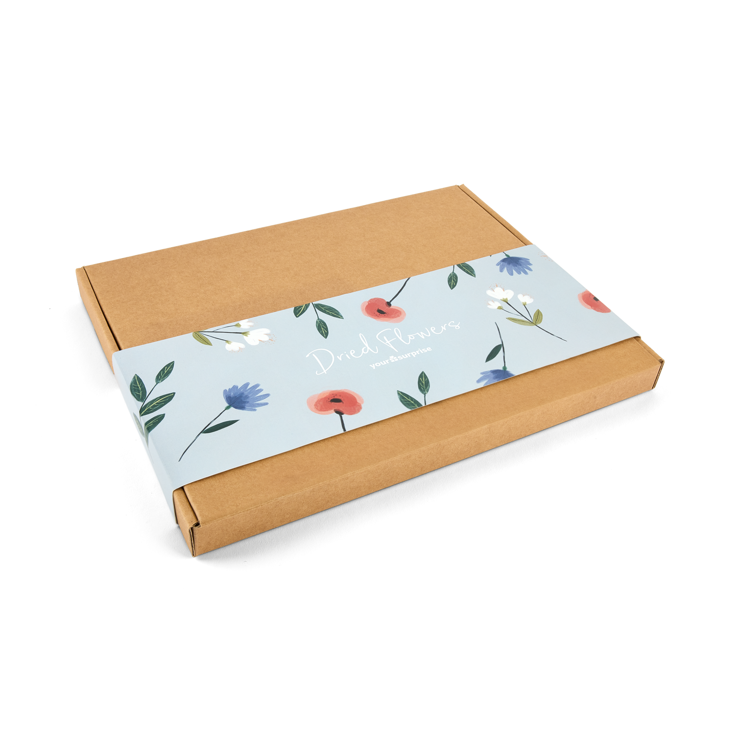 Droogbloemen in gepersonaliseerde houten houder met naam