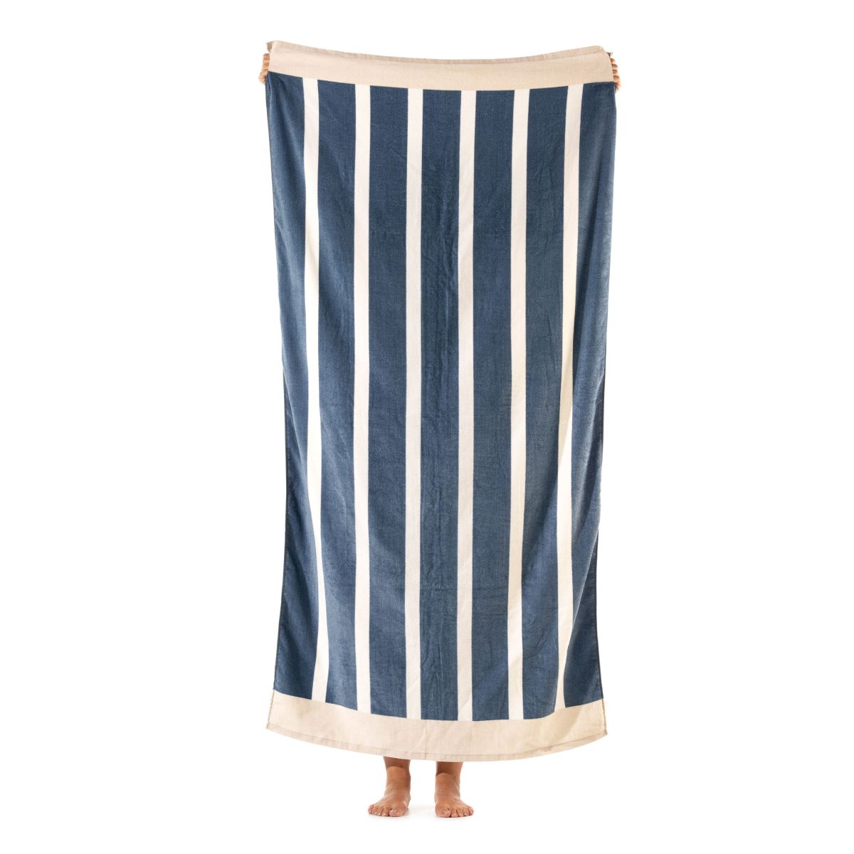 Strandlaken Blauw-Wit Gestreept 90x180cm