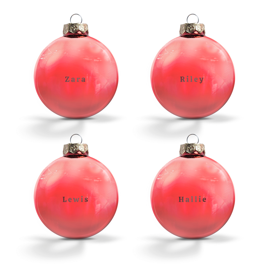 Glazen kerstbal - rood - 4 stuks