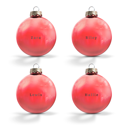 Glazen kerstbal - rood - 4 stuks
