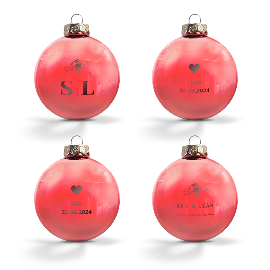 Glazen kerstbal - rood - 4 stuks