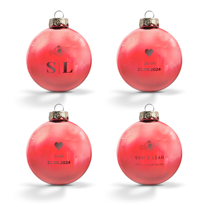 Glazen kerstbal - rood - 4 stuks