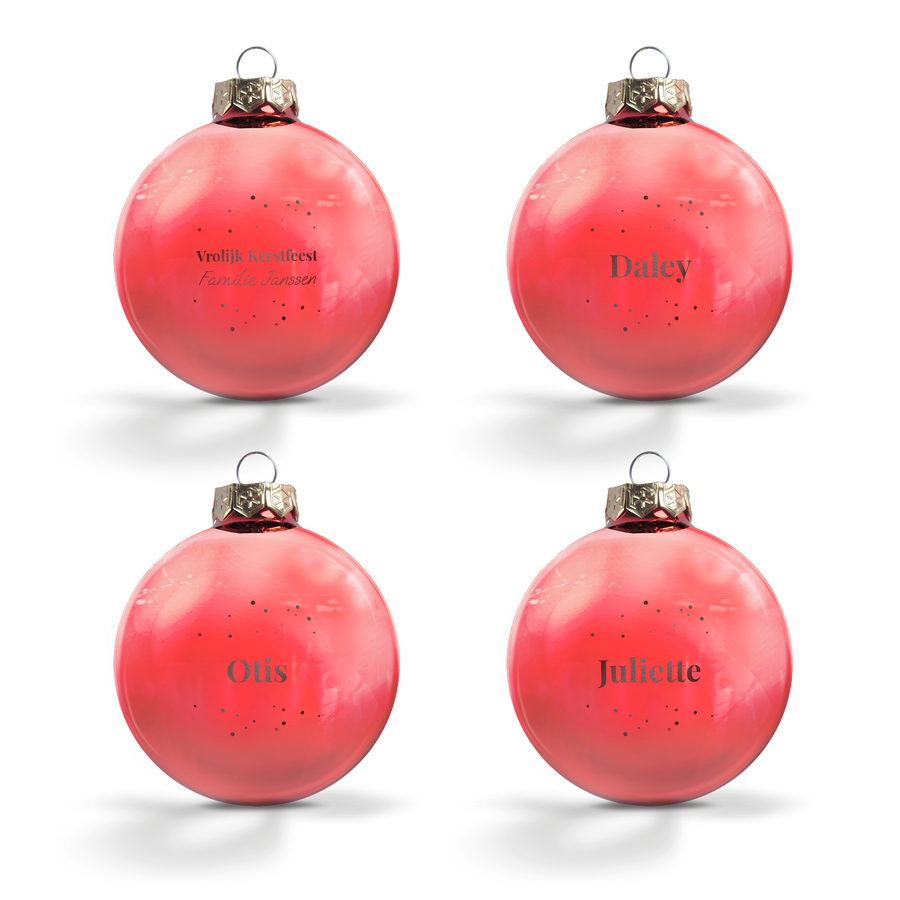 Glazen kerstbal - rood - 4 stuks