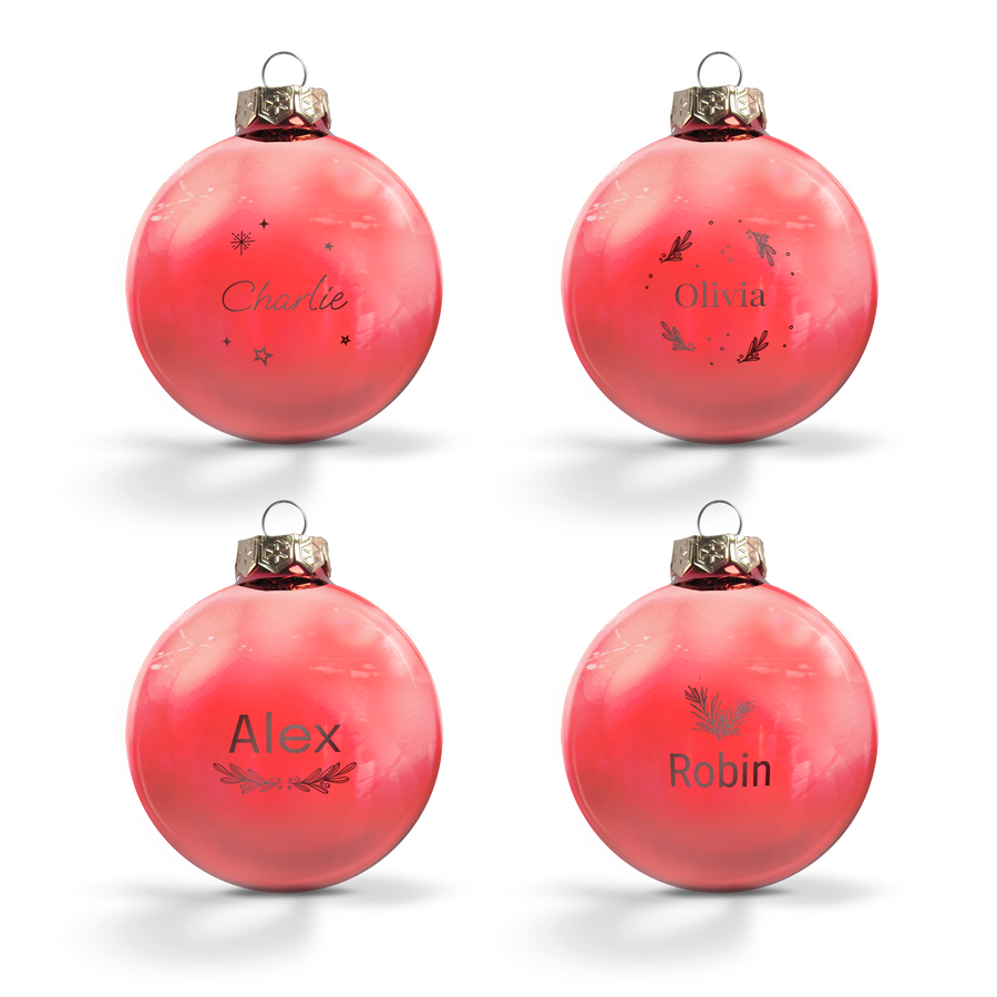 Glazen kerstbal - rood - 4 stuks
