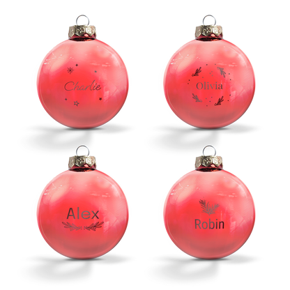 Glazen kerstbal - rood - 4 stuks