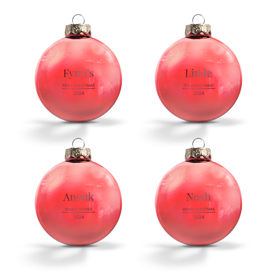 Glazen kerstbal - rood - 4 stuks