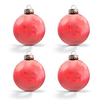 Glazen kerstbal - rood - 4 stuks
