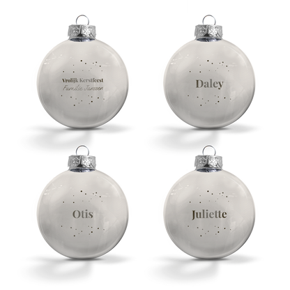 Glazen kerstbal - zilver - 4 stuks