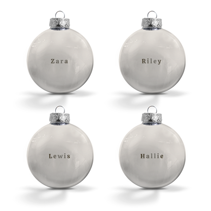 Glazen kerstbal - zilver - 4 stuks