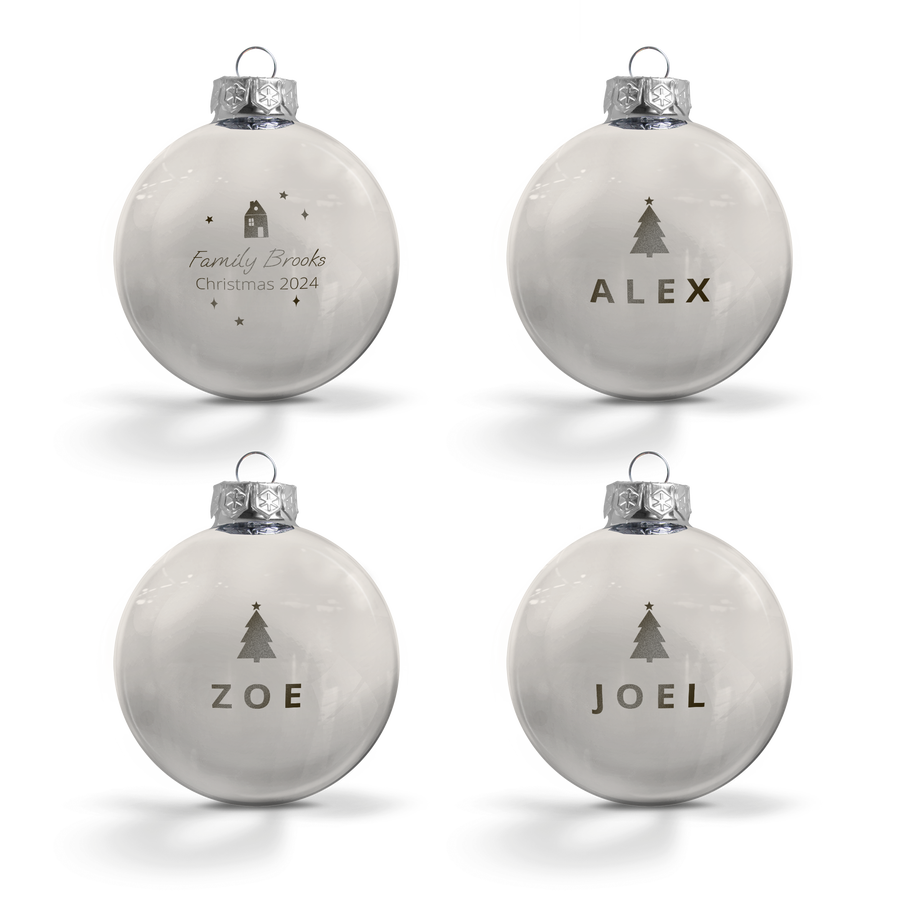 Glazen kerstbal - zilver - 4 stuks