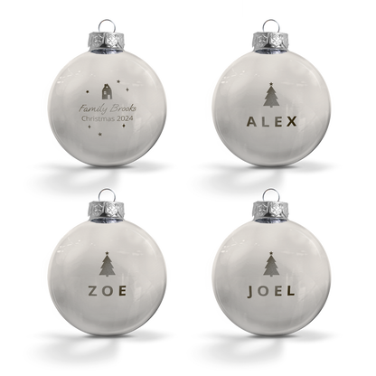 Glazen kerstbal - zilver - 4 stuks