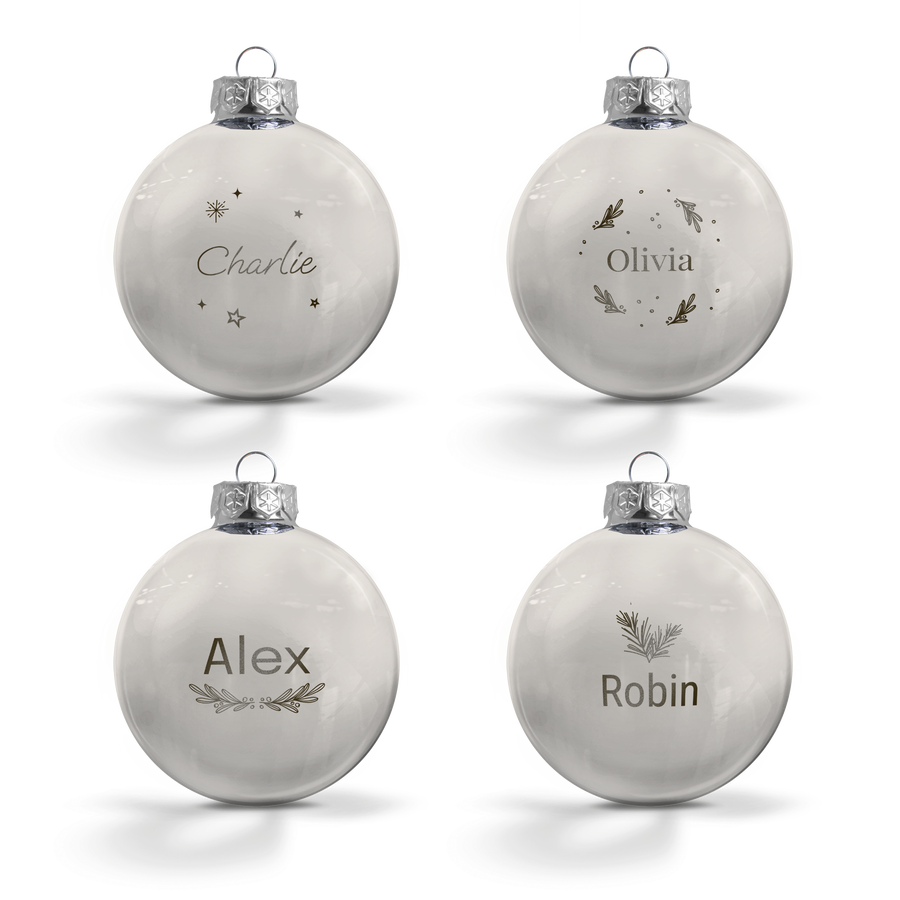 Glazen kerstbal - zilver - 4 stuks