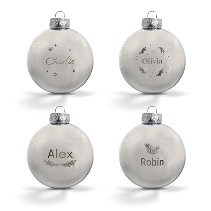 Glazen kerstbal - zilver - 4 stuks