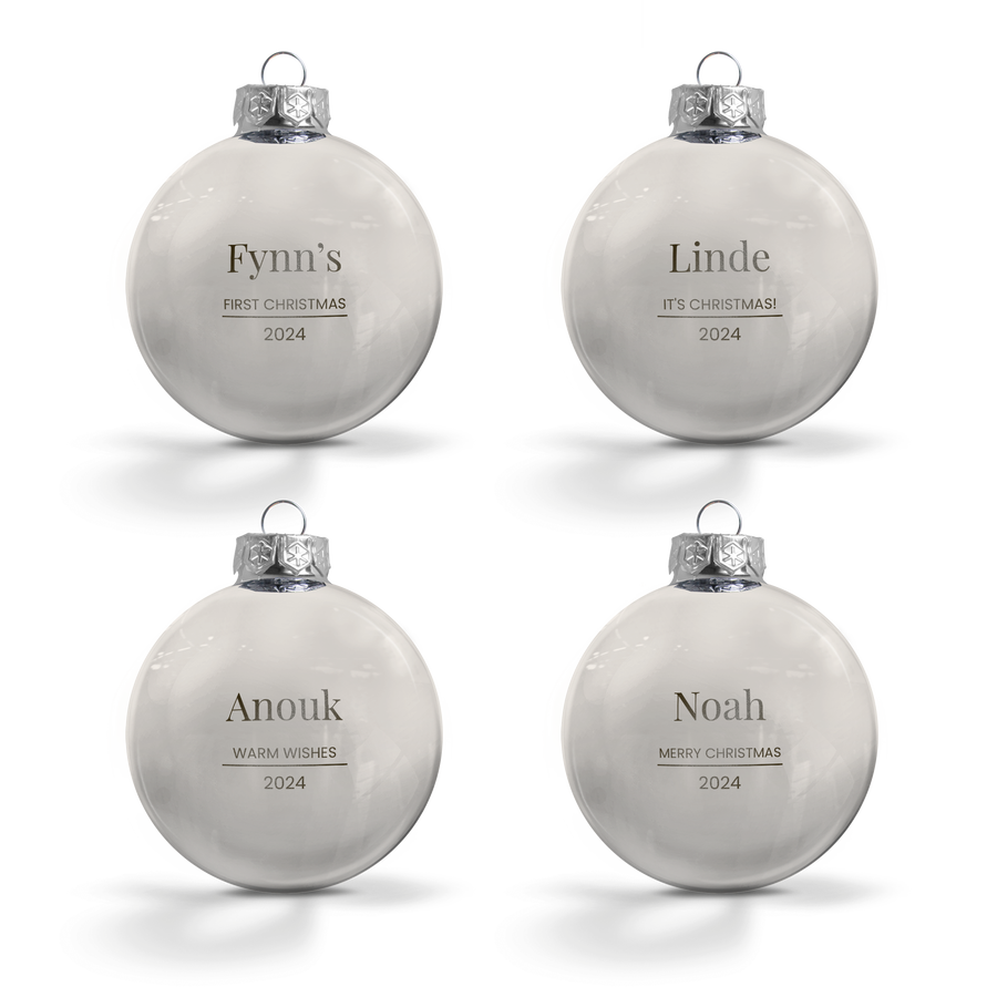 Glazen kerstbal - zilver - 4 stuks