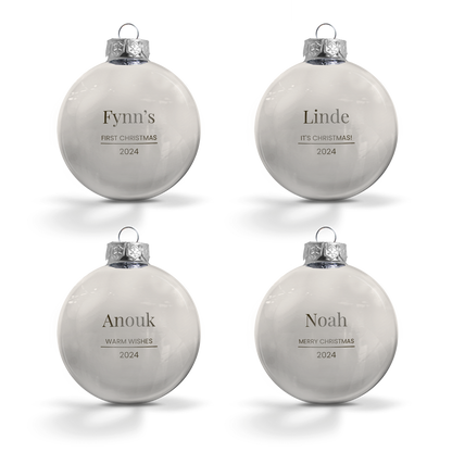 Glazen kerstbal - zilver - 4 stuks