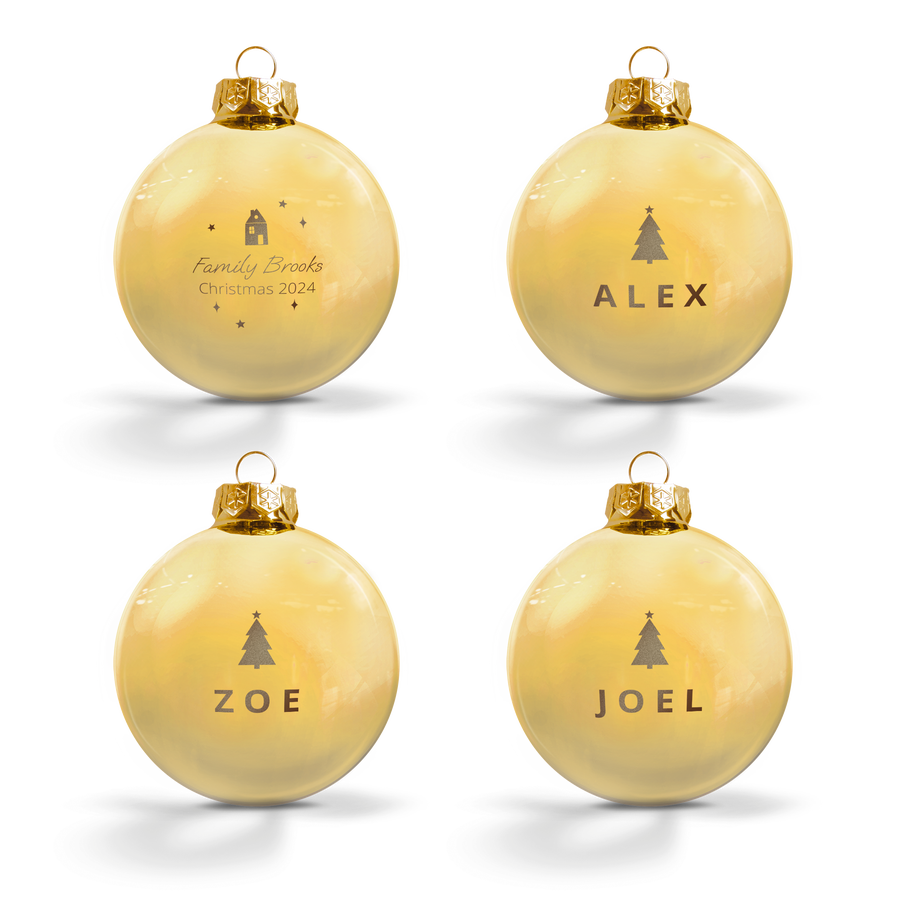 Glazen kerstbal - goud - 4 stuks