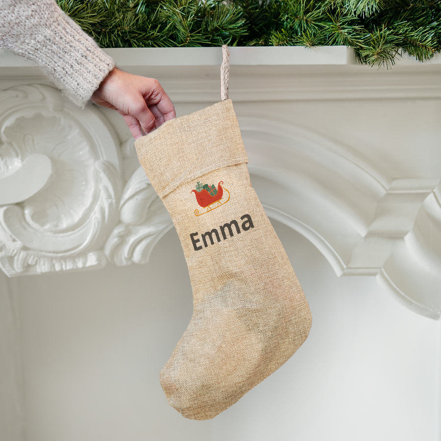 Jute kerstsok met tekst