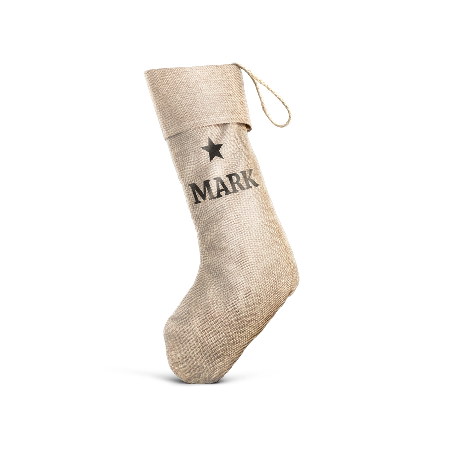 Jute kerstsok met tekst