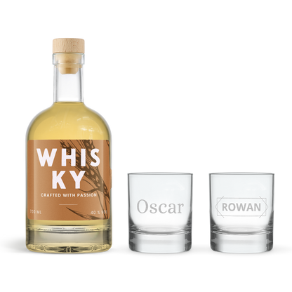 Whiskey cadeau pakket - Gegraveerde glazen