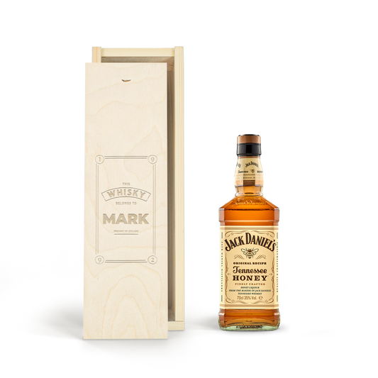 Jack Daniels Honey whiskey - In gegraveerde kist