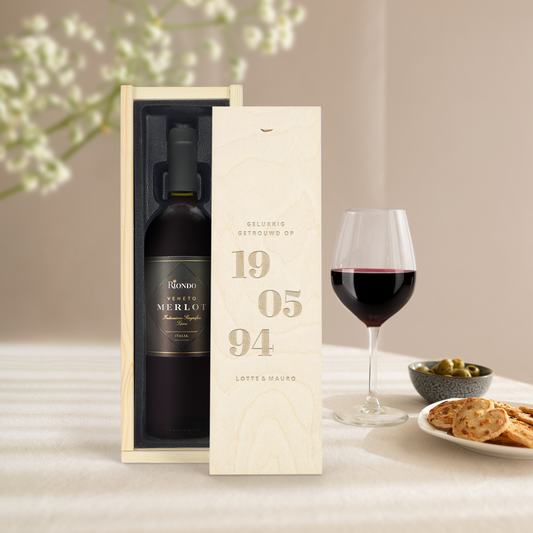 Riondo Merlot - In gegraveerde kist