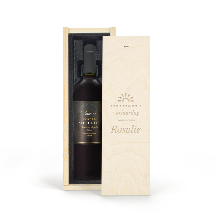 Riondo Merlot - In gegraveerde kist