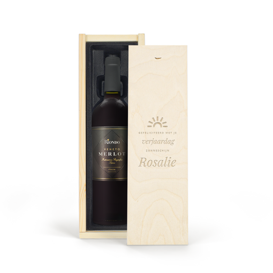 Riondo Merlot - In gegraveerde kist