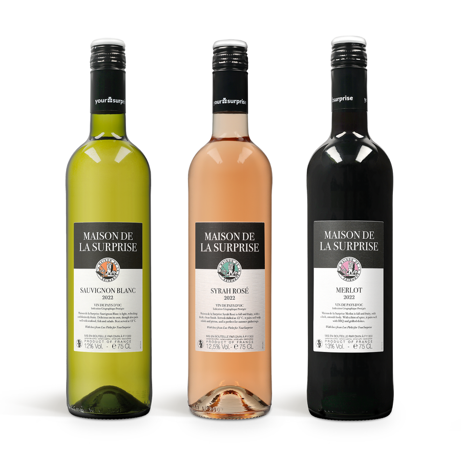 Maison de la Surprise - Merlot, Syrah en Sauvignon - In gegraveerde kist