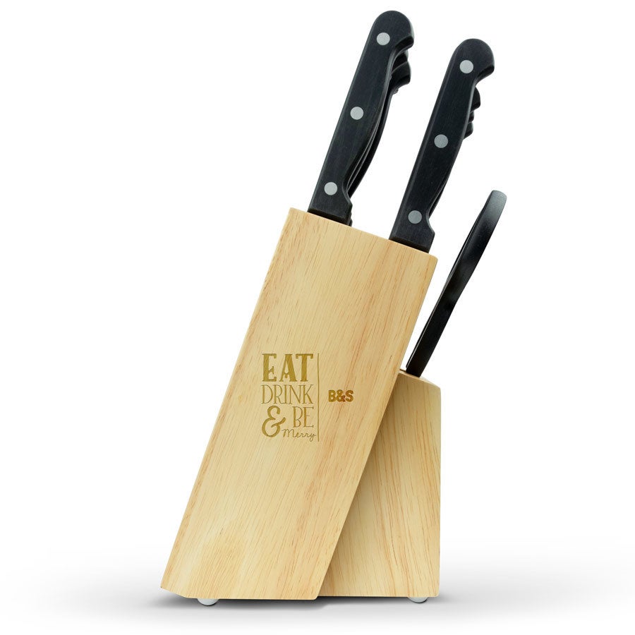 Houten messenblok met messen
