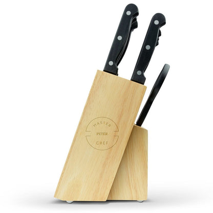 Houten messenblok met messen