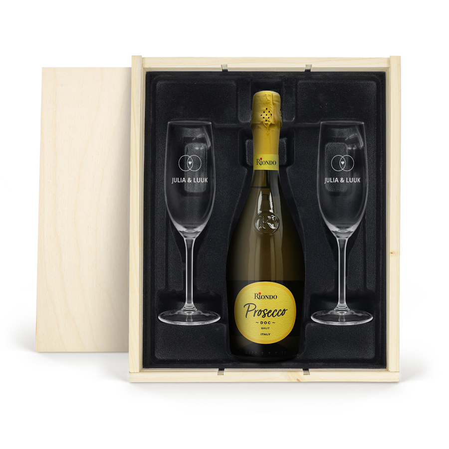 Riondo Prosecco Spumante - Met gegraveerde glazen