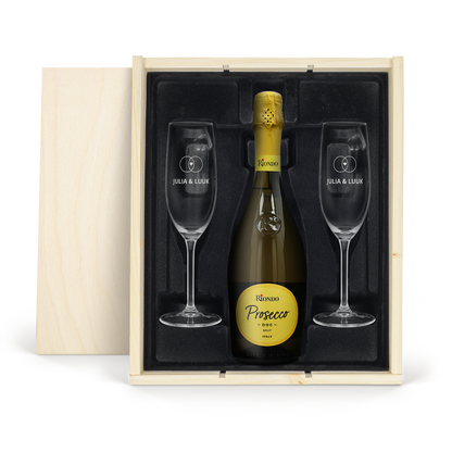 Riondo Prosecco Spumante - Met gegraveerde glazen