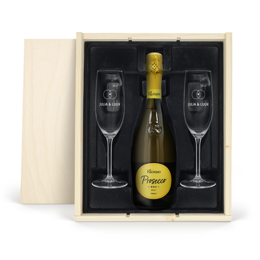 Riondo Prosecco Spumante - Met gegraveerde glazen