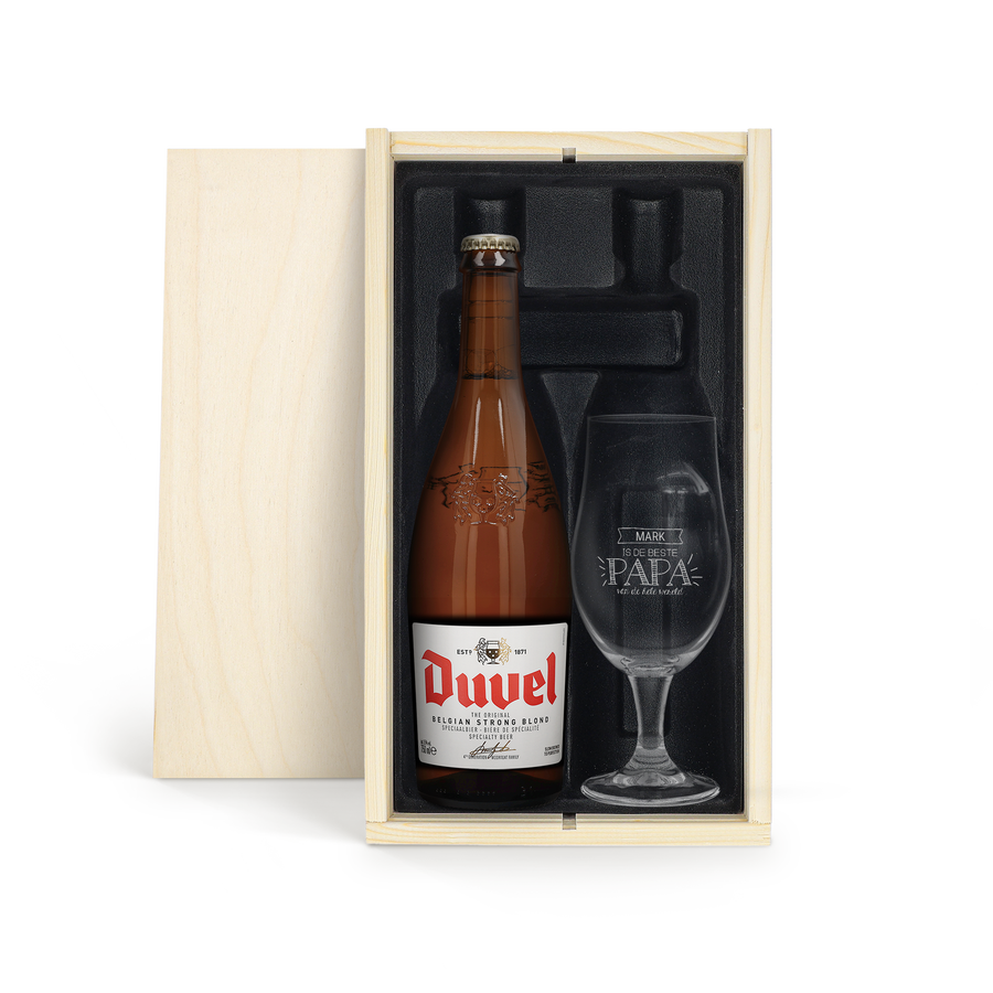 Vaderdag bierpakket met gegraveerd glas - Duvel