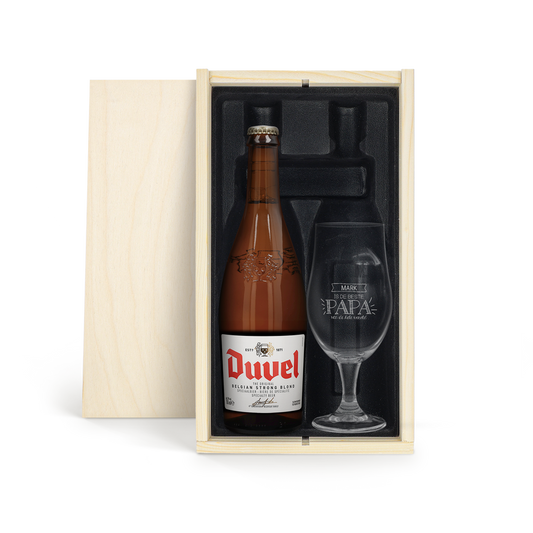 Vaderdag bierpakket met gegraveerd glas - Duvel