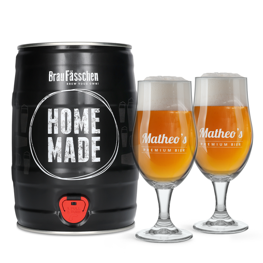 Bierbrouw pakket met glazen - Lager