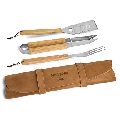 BBQ set in leren hoes