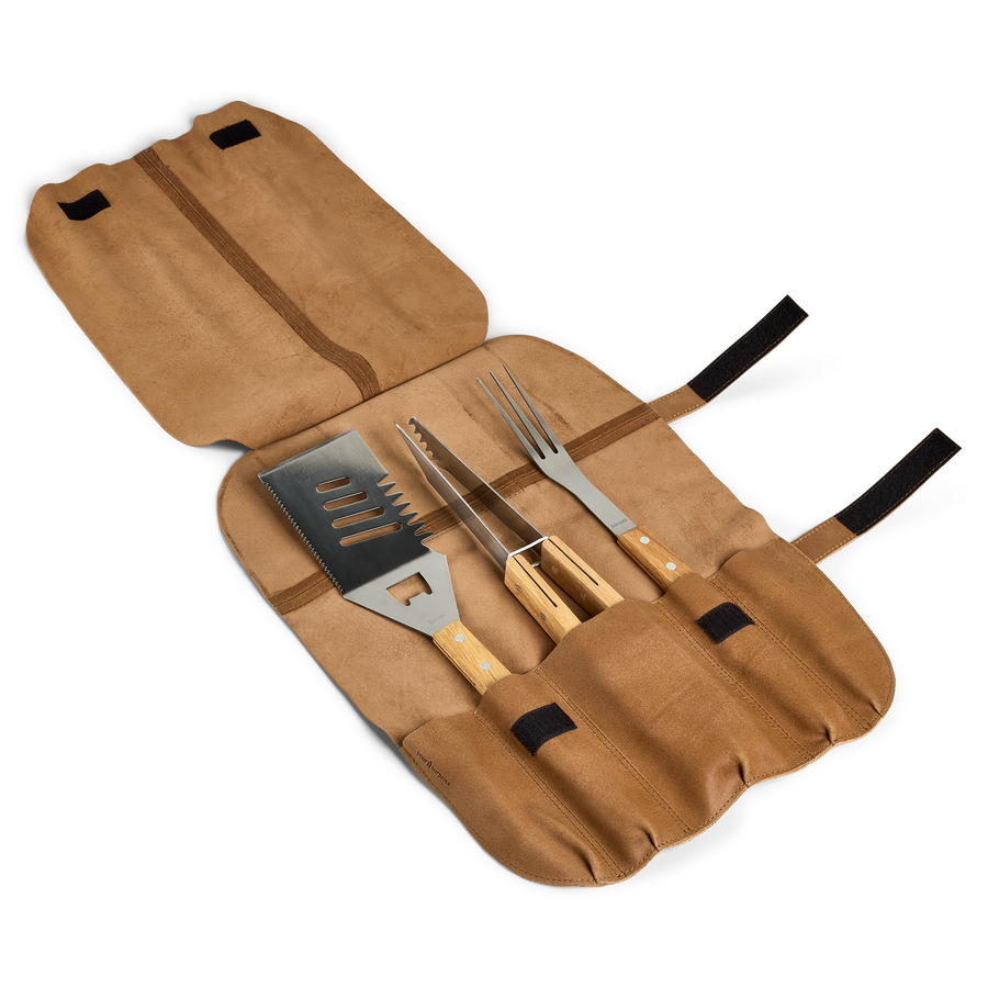 BBQ set in leren hoes