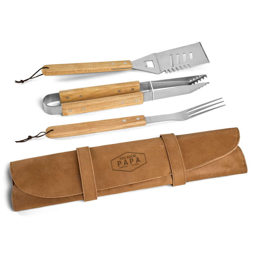 BBQ set in leren hoes