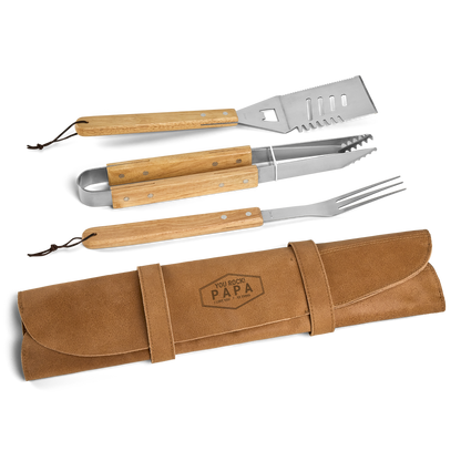 BBQ set in leren hoes
