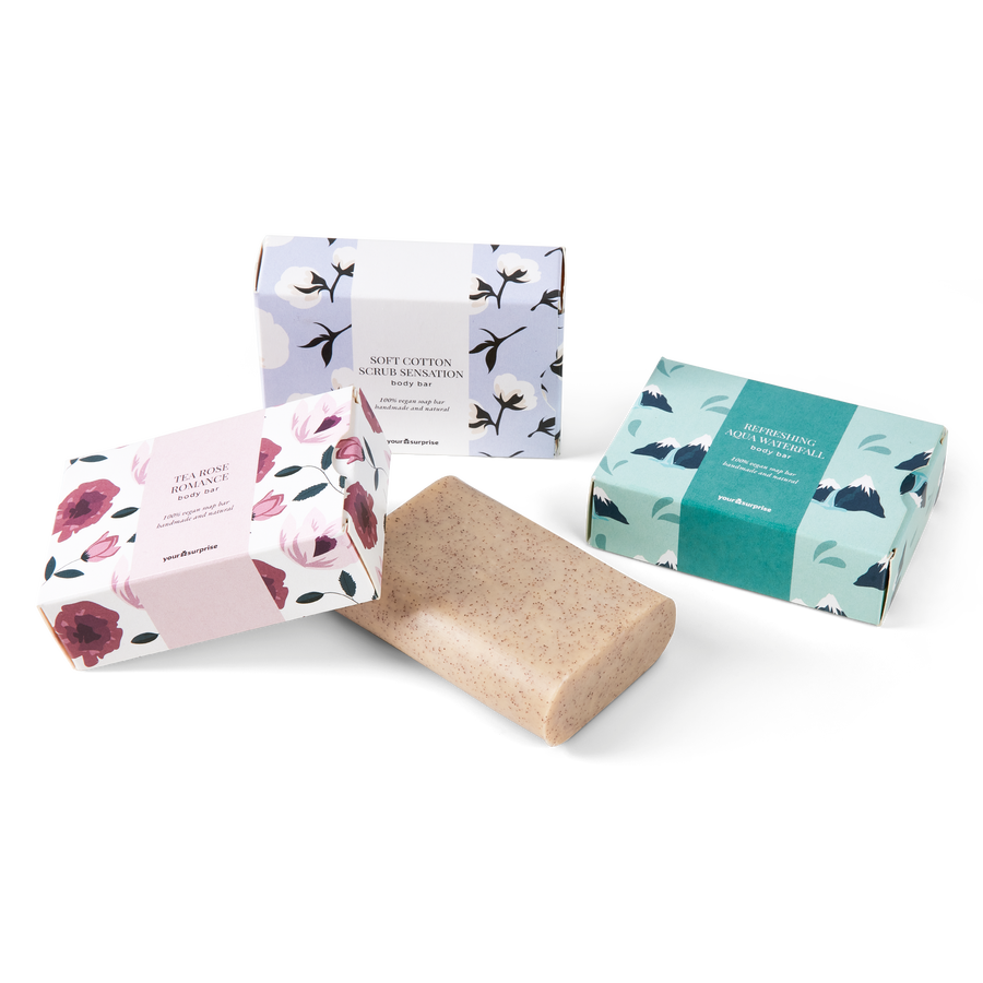 Cadeauset van zeep met gepersonaliseerd gastenhanddoekje