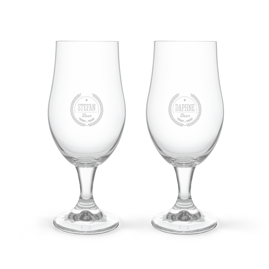 Bier borrelpakket met gegraveerde glazen